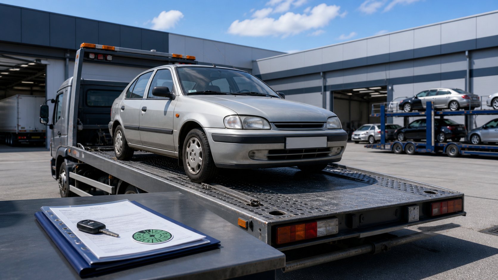 3D Autoverladung eines Fahrzeugs ohne TÜV für den Export
